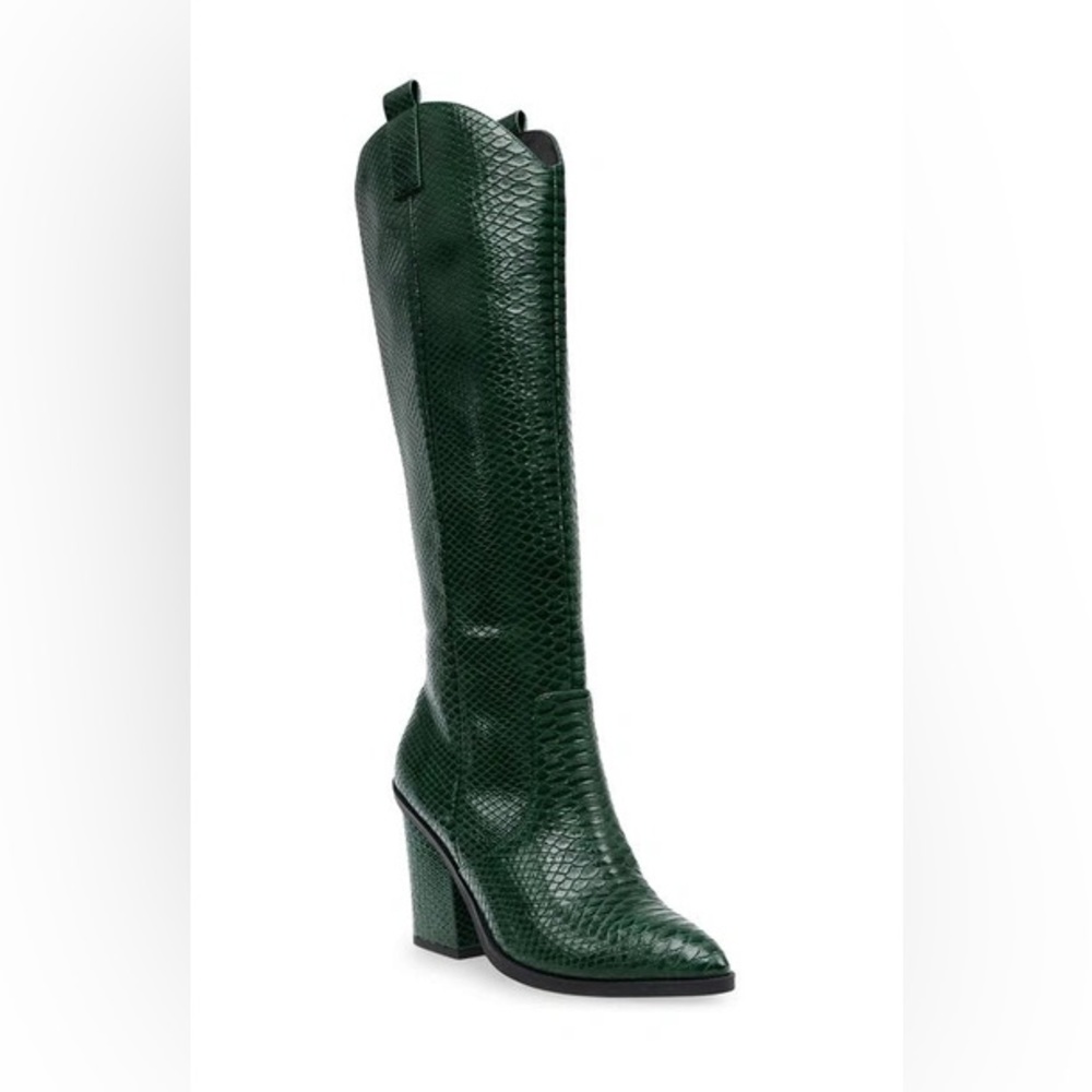 DV by Dolce Vita Green Croc Heeled Boots